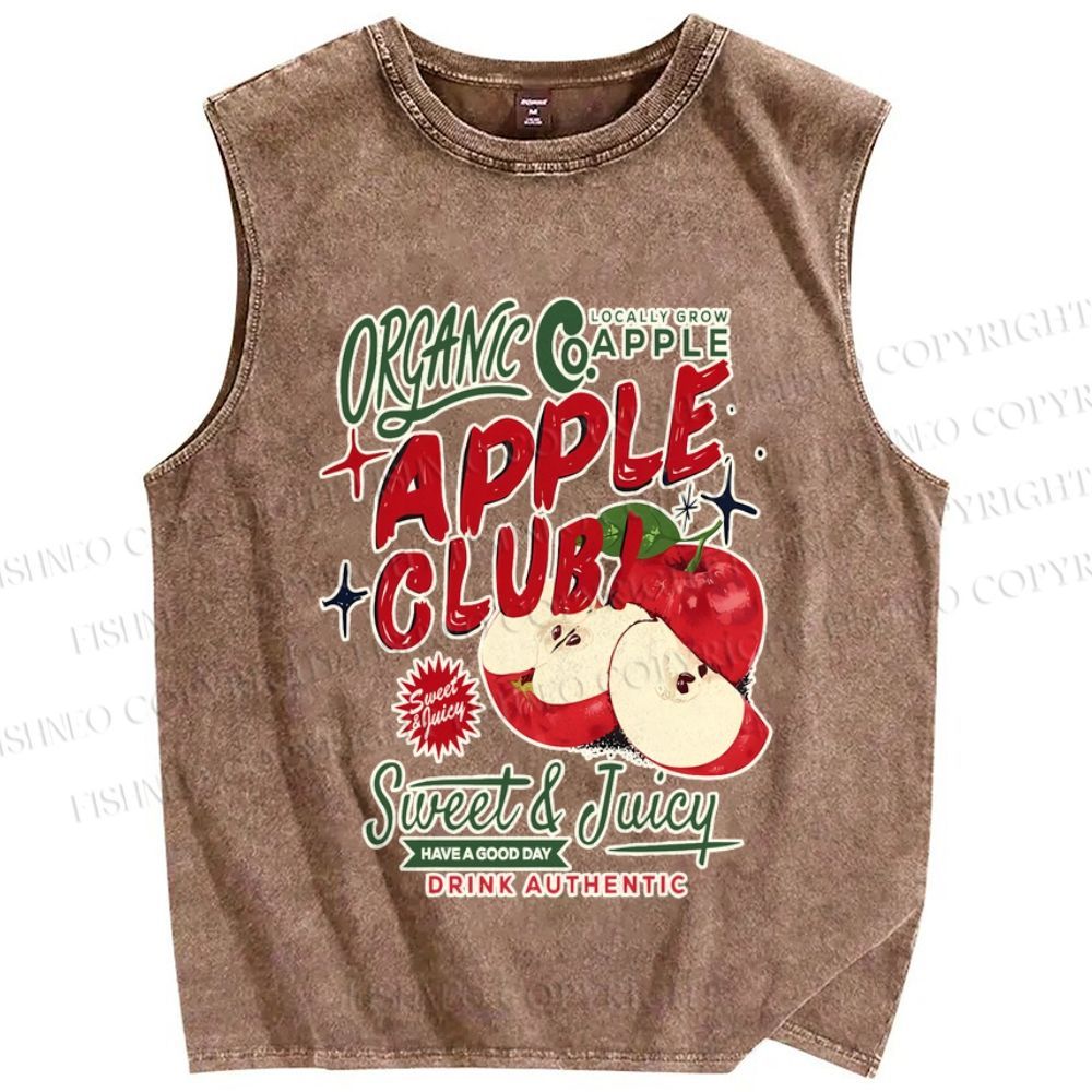 Unisex Sweet & Juicy Apple Club Poster Printed Washed Tank Top