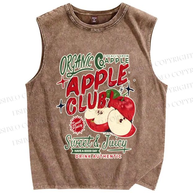 Unisex Sweet & Juicy Apple Club Poster Printed Washed Tank Top