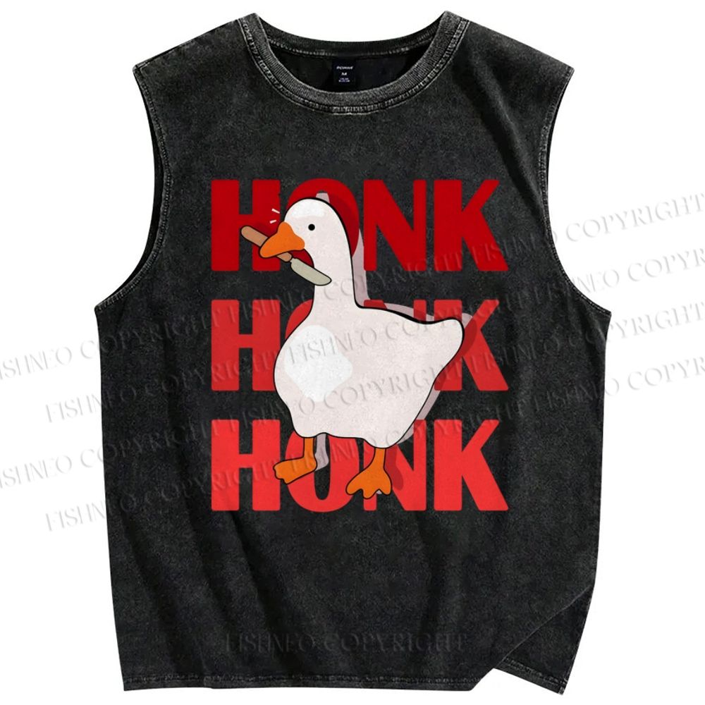 Unisex Honk Printed Washed Tank Top