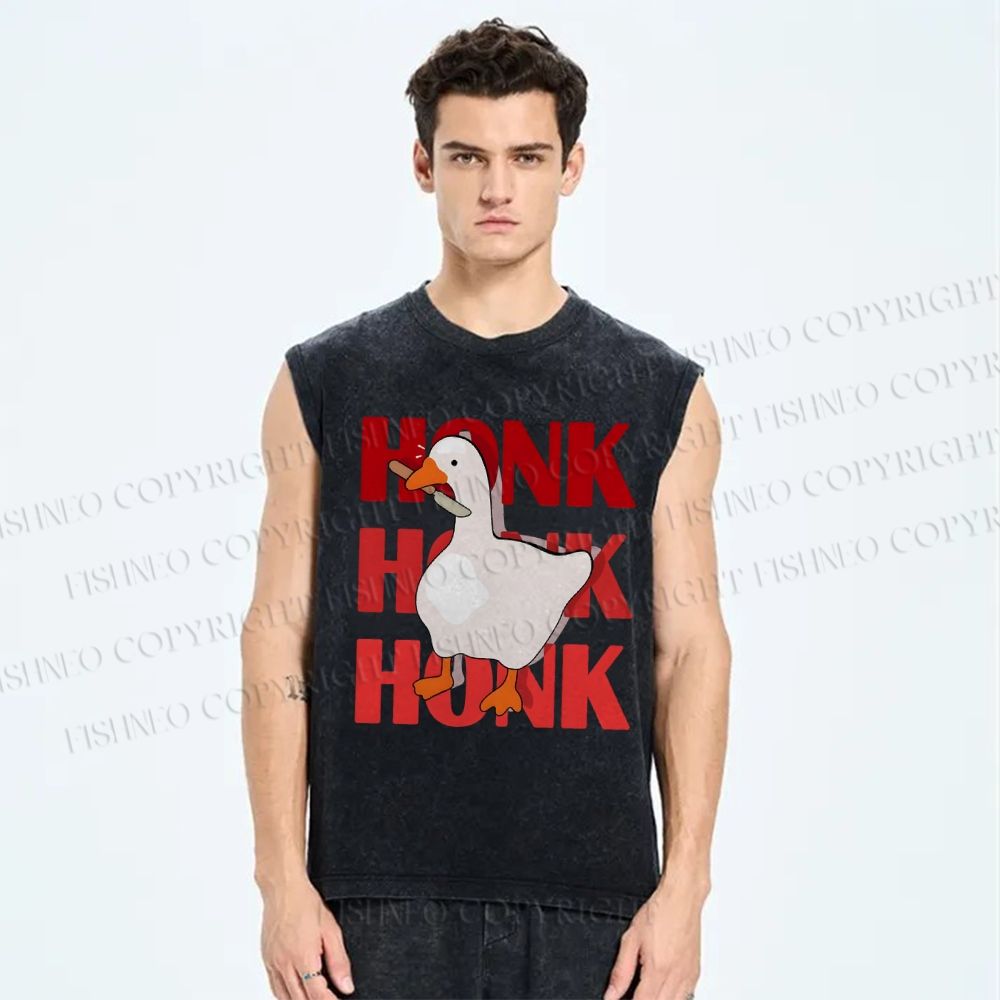 Unisex Honk Printed Washed Tank Top