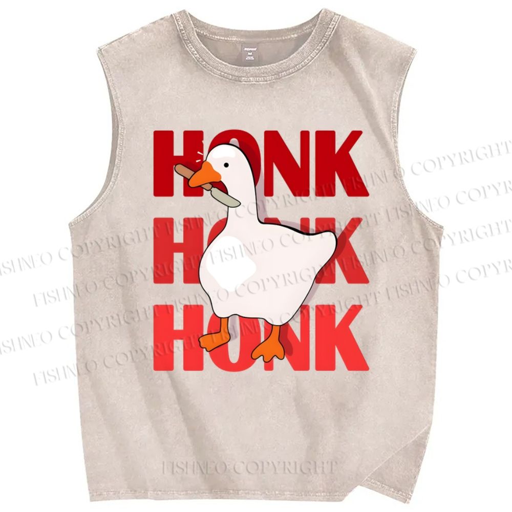 Unisex Honk Printed Washed Tank Top