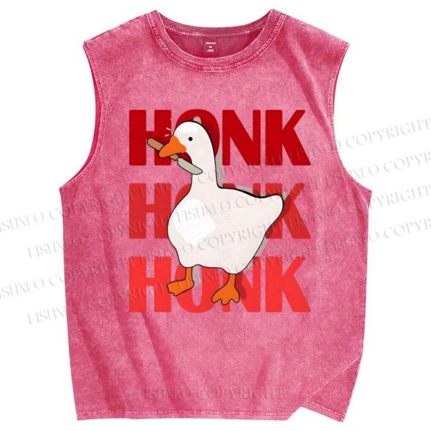 Unisex Honk Printed Washed Tank Top