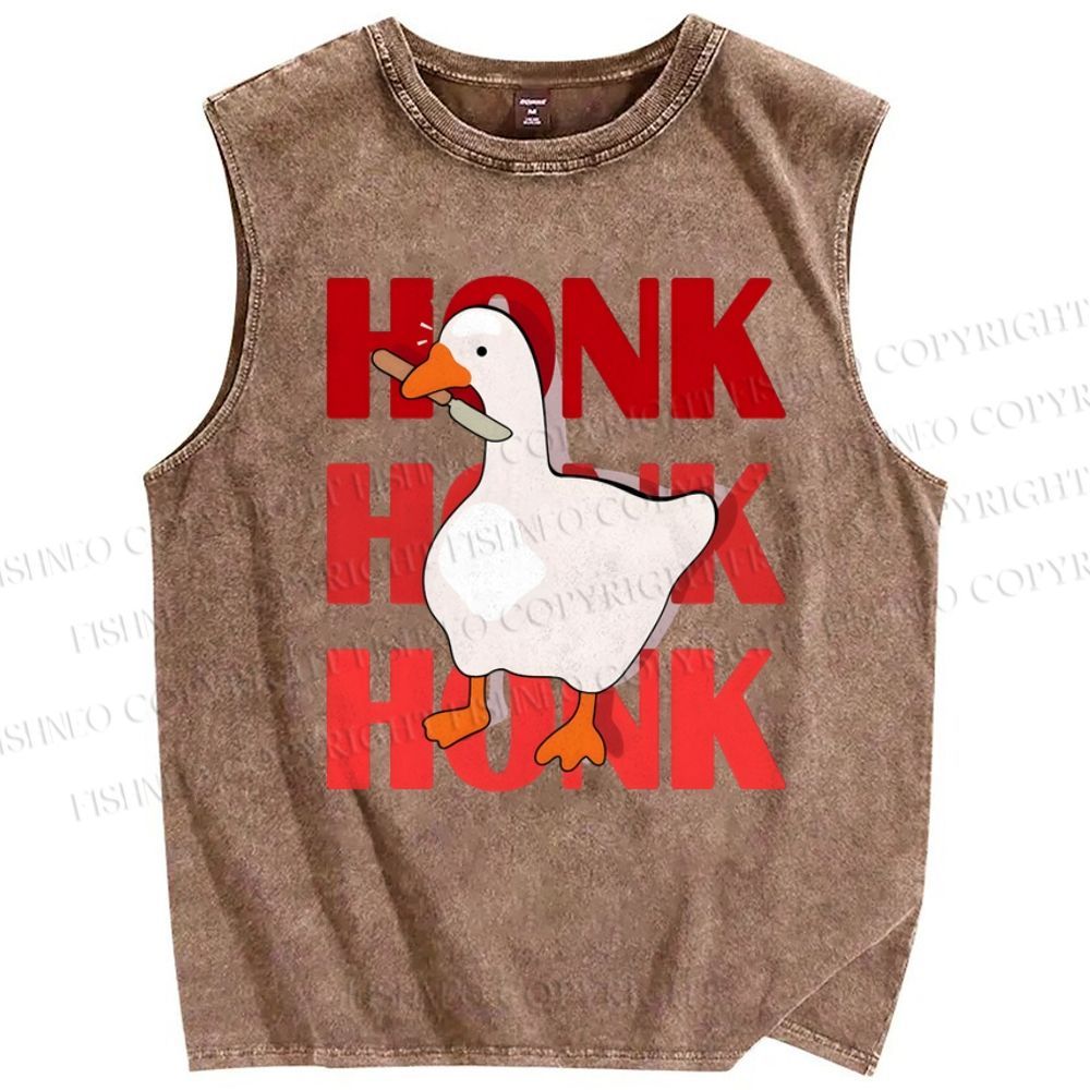 Unisex Honk Printed Washed Tank Top