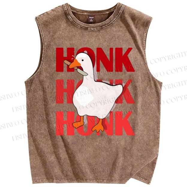 Unisex Honk Printed Washed Tank Top
