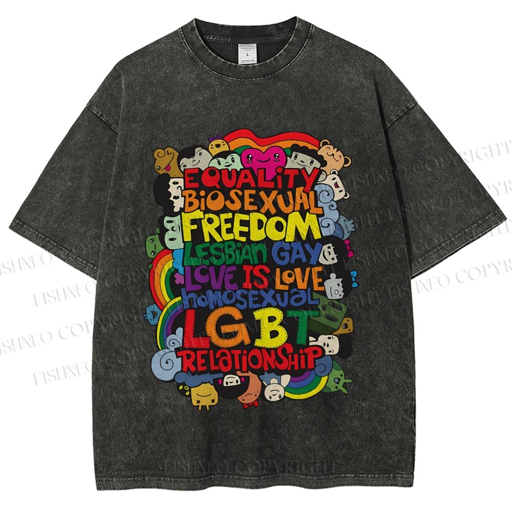 Unisex Unisex Pride Graffiti Printed Washed Tee