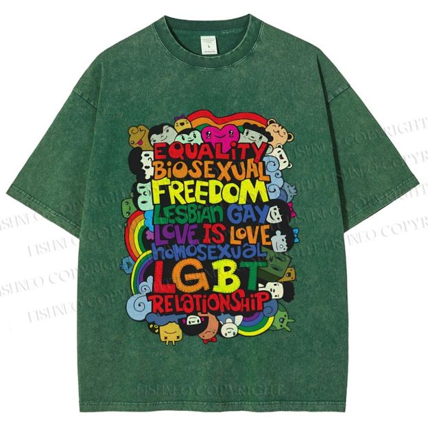 Unisex Unisex Pride Graffiti Printed Washed Tee