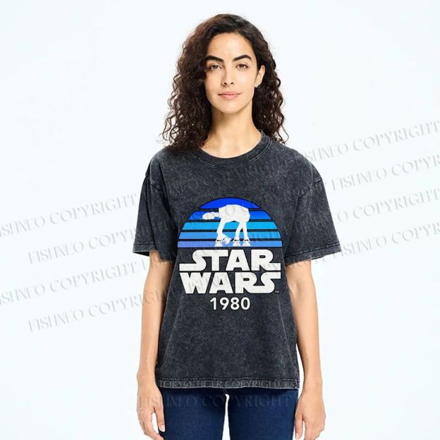 Unisex Star Wars Graffiti Printed Washed Tee