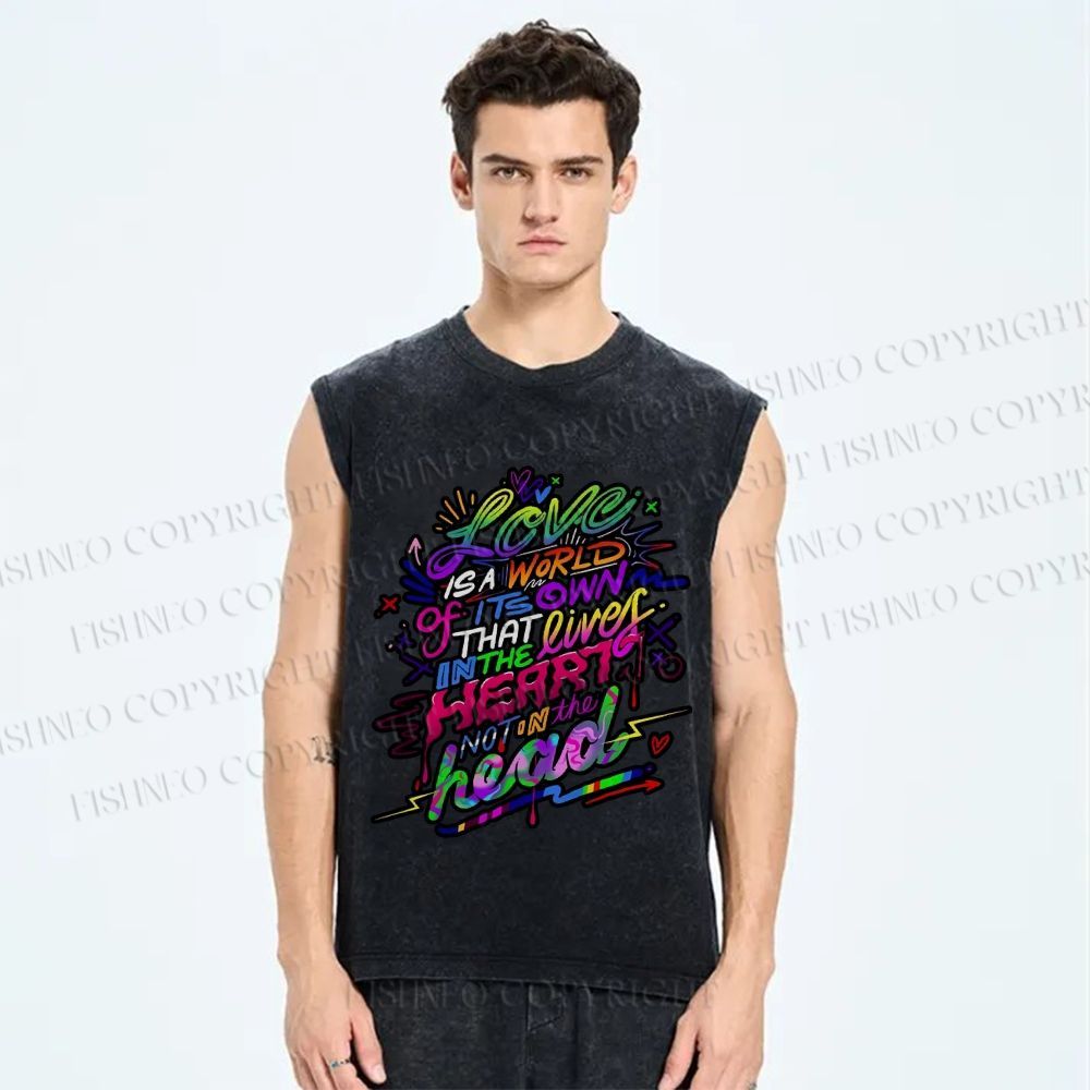 Unisex Pride Love Is A World Of Its Own Printed Washed Tank Top