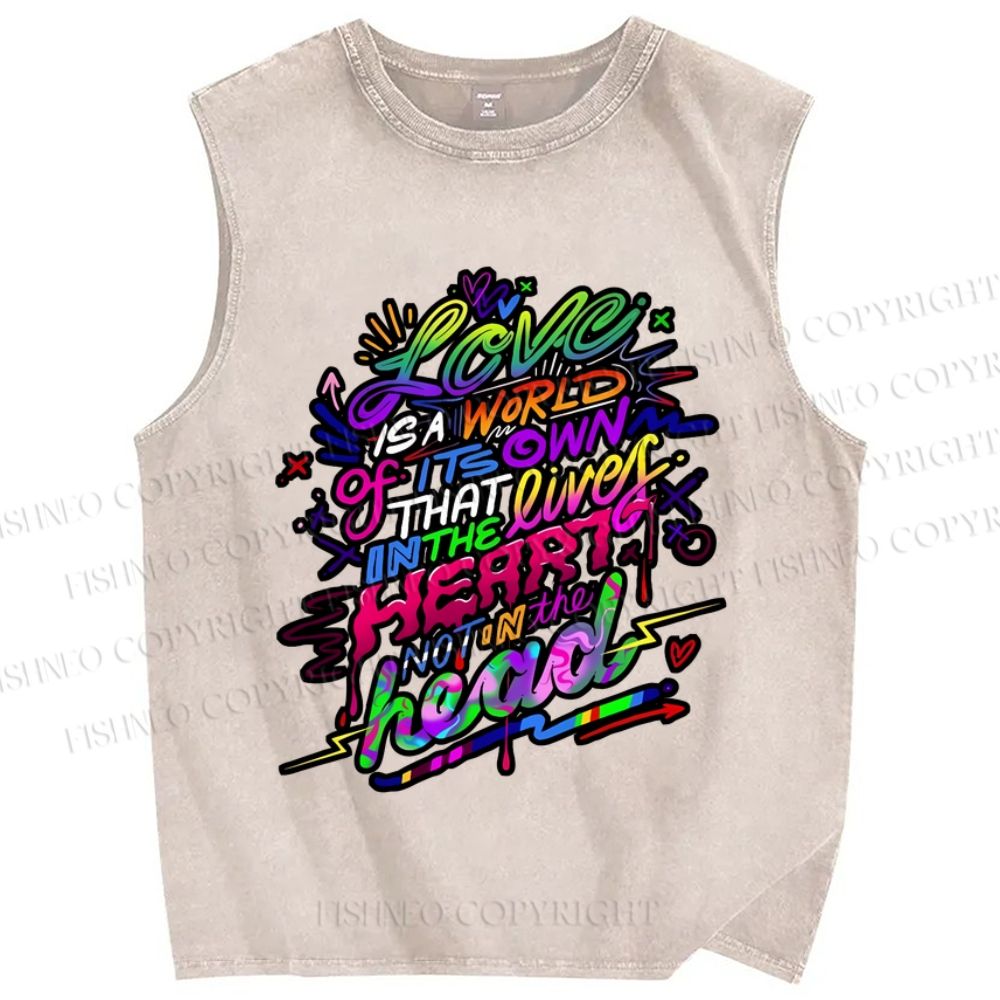 Unisex Pride Love Is A World Of Its Own Printed Washed Tank Top