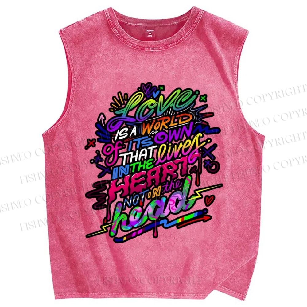 Unisex Pride Love Is A World Of Its Own Printed Washed Tank Top
