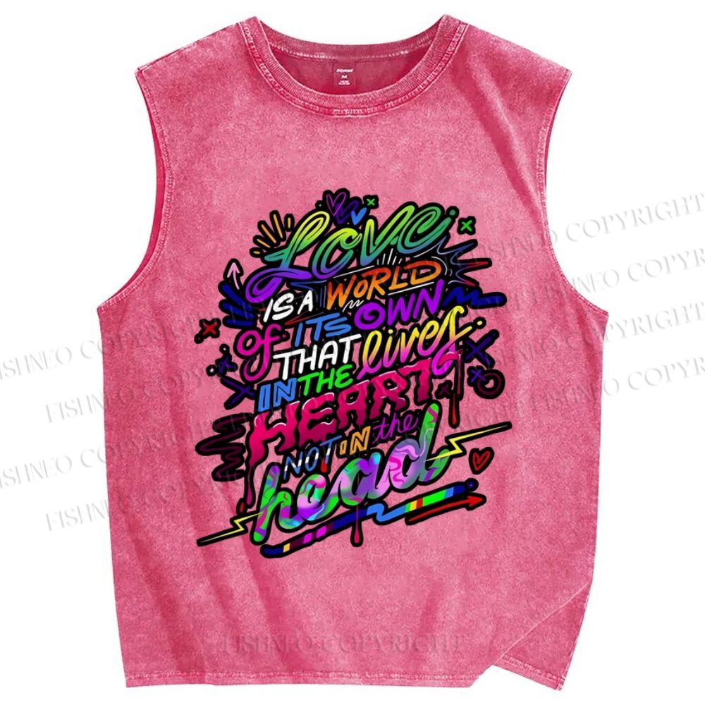 Unisex Pride Love Is A World Of Its Own Printed Washed Tank Top