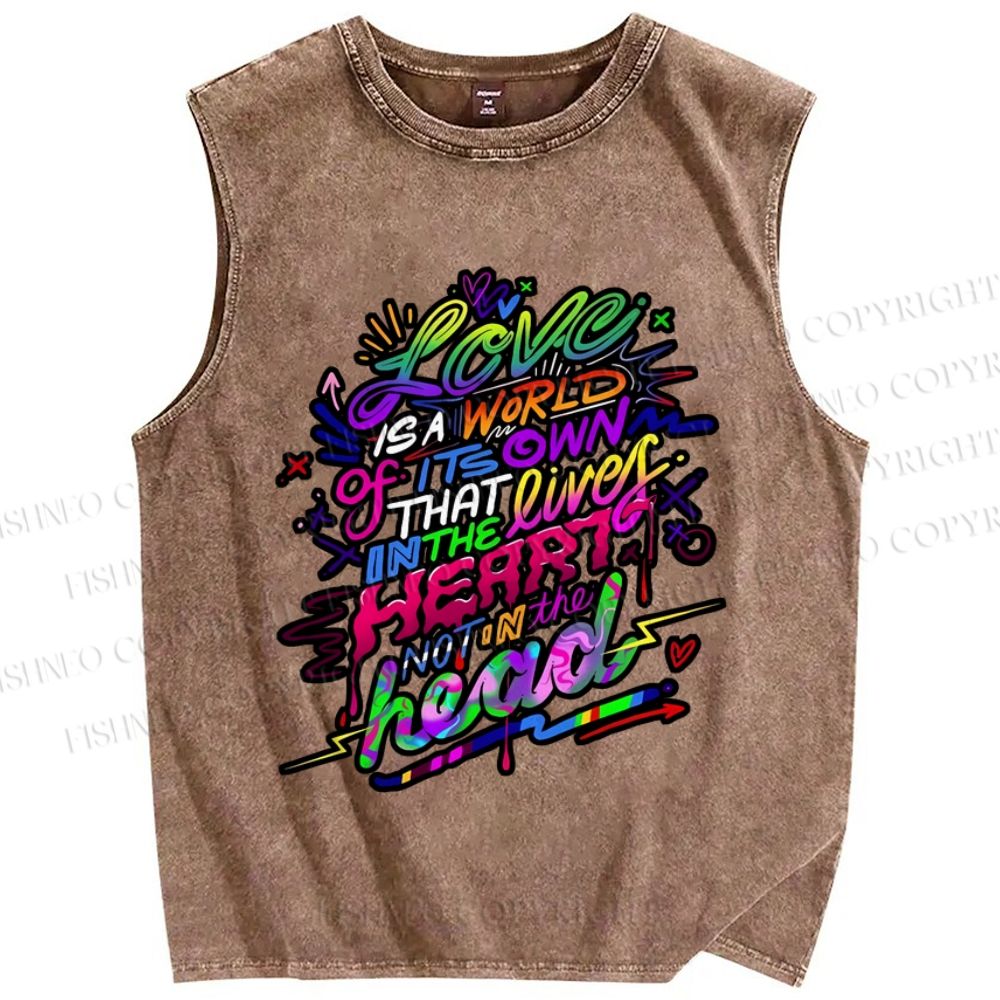 Unisex Pride Love Is A World Of Its Own Printed Washed Tank Top