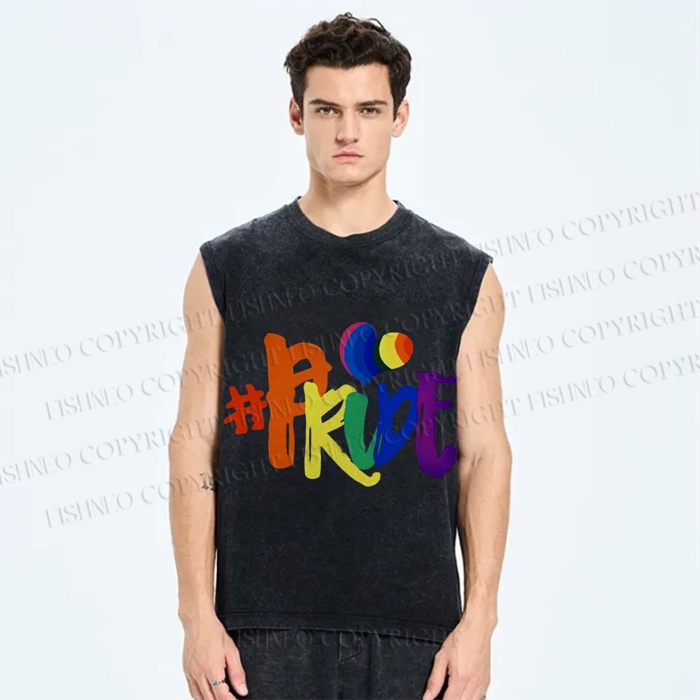 Unisex Pride Printed Washed Tank Top