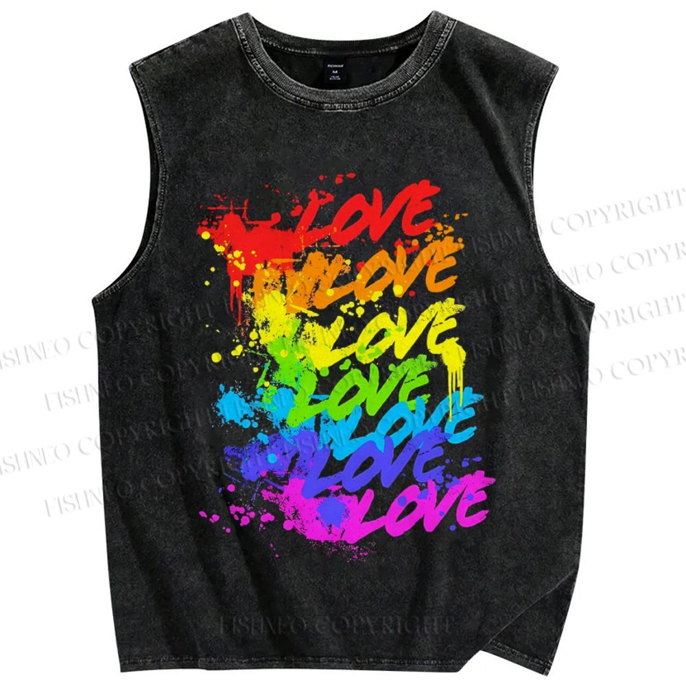 Unisex Pride Love Printed Washed Tank Top