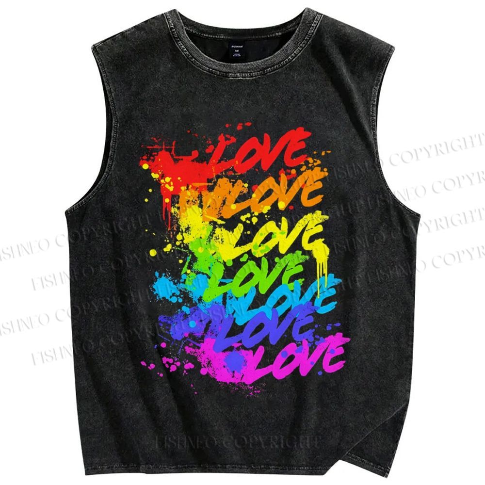 Unisex Pride Love Printed Washed Tank Top