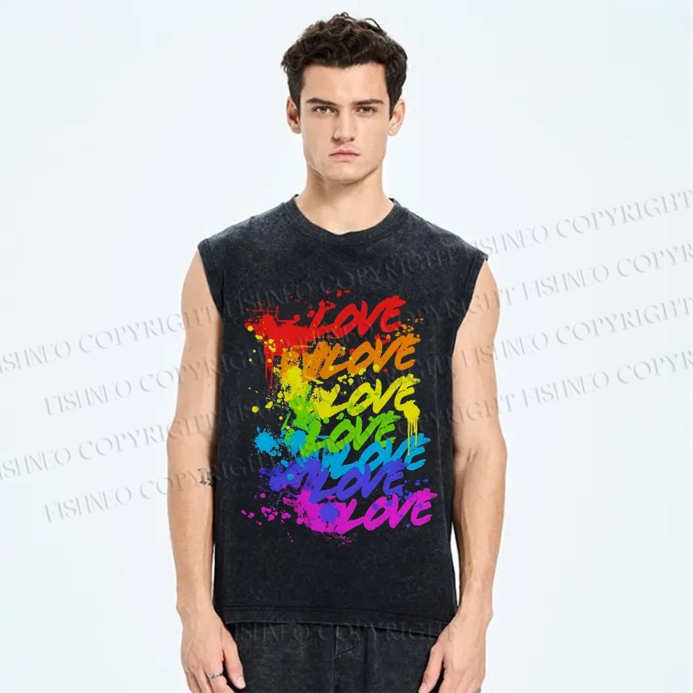 Unisex Pride Love Printed Washed Tank Top