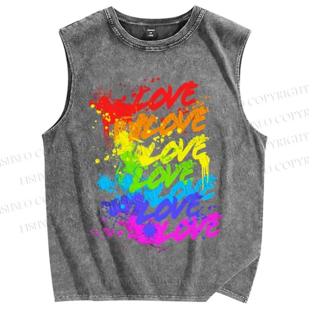 Unisex Pride Love Printed Washed Tank Top