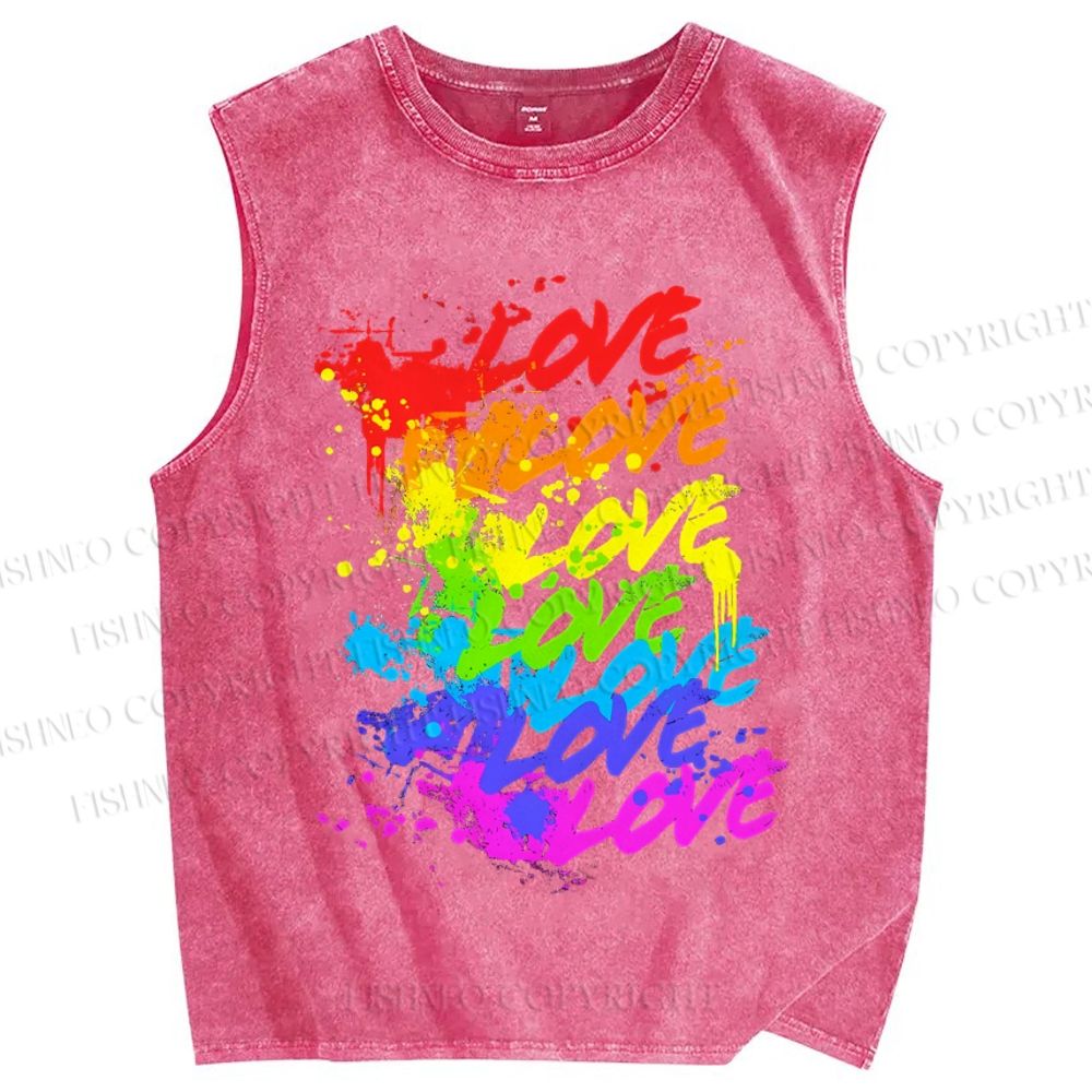 Unisex Pride Love Printed Washed Tank Top