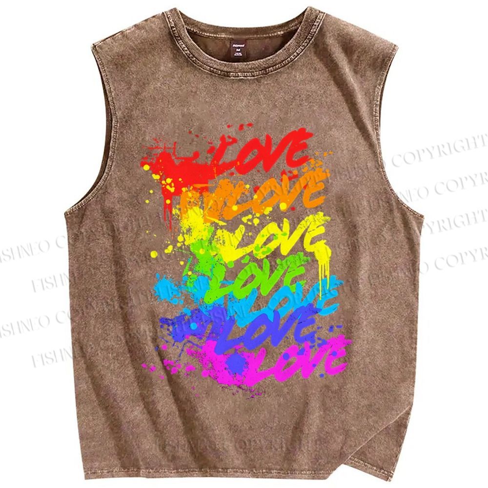 Unisex Pride Love Printed Washed Tank Top