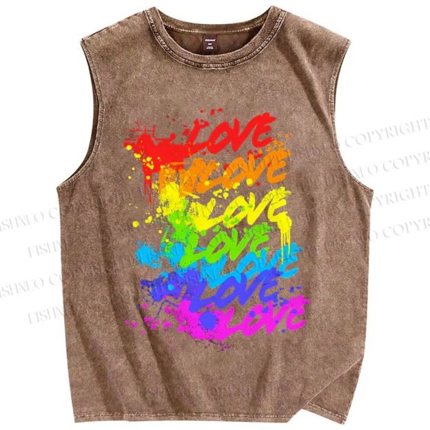 Unisex Pride Love Printed Washed Tank Top
