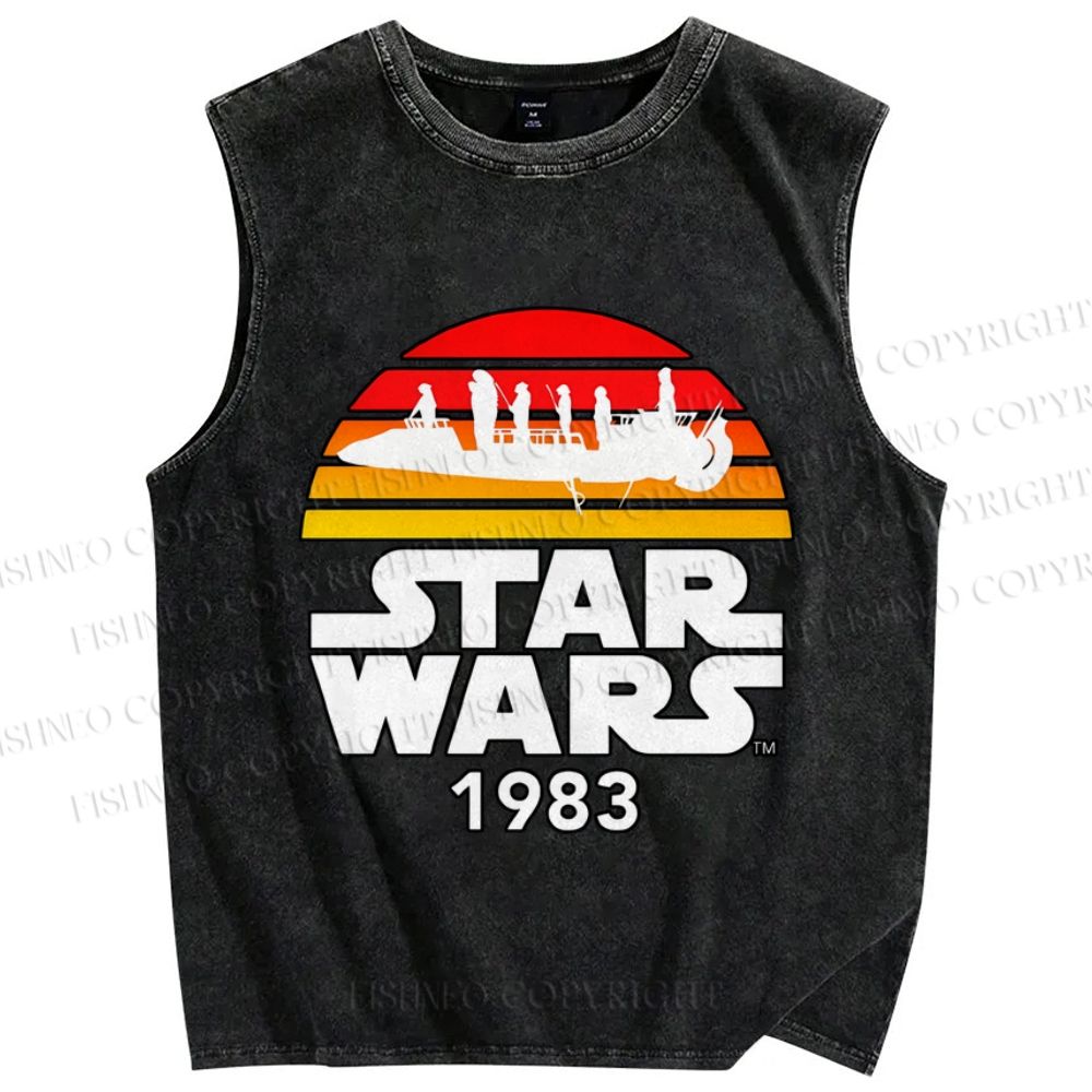 Unisex Star Wars Graffiti Printed Washed Tank Top