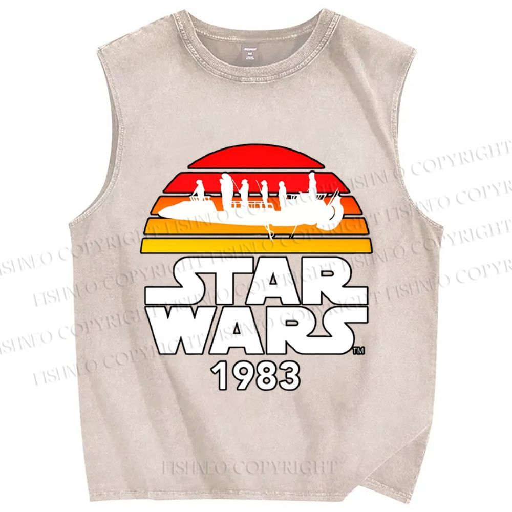 Unisex Star Wars Graffiti Printed Washed Tank Top