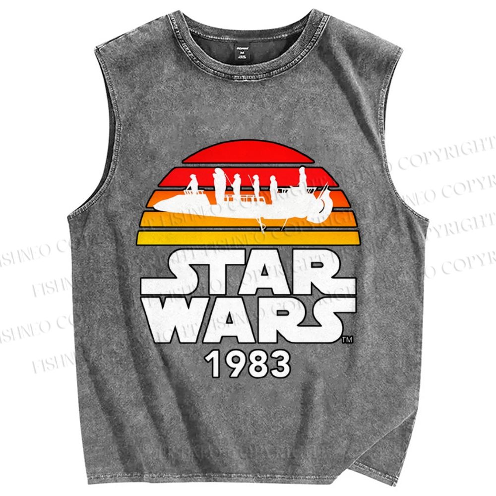Unisex Star Wars Graffiti Printed Washed Tank Top