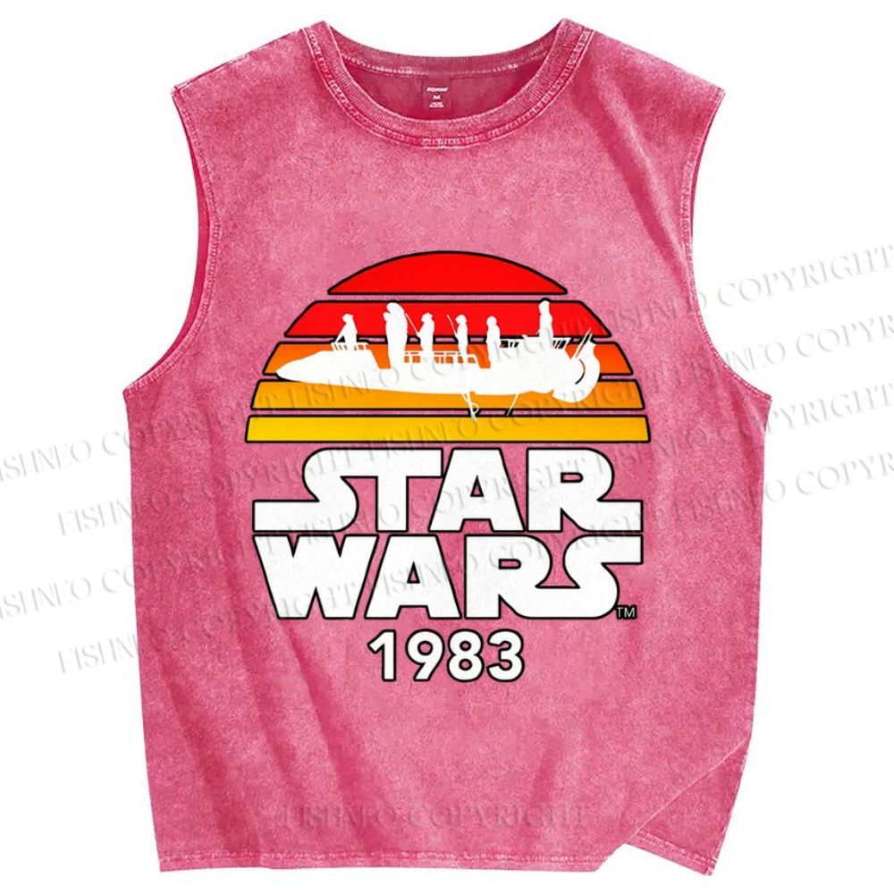 Unisex Star Wars Graffiti Printed Washed Tank Top