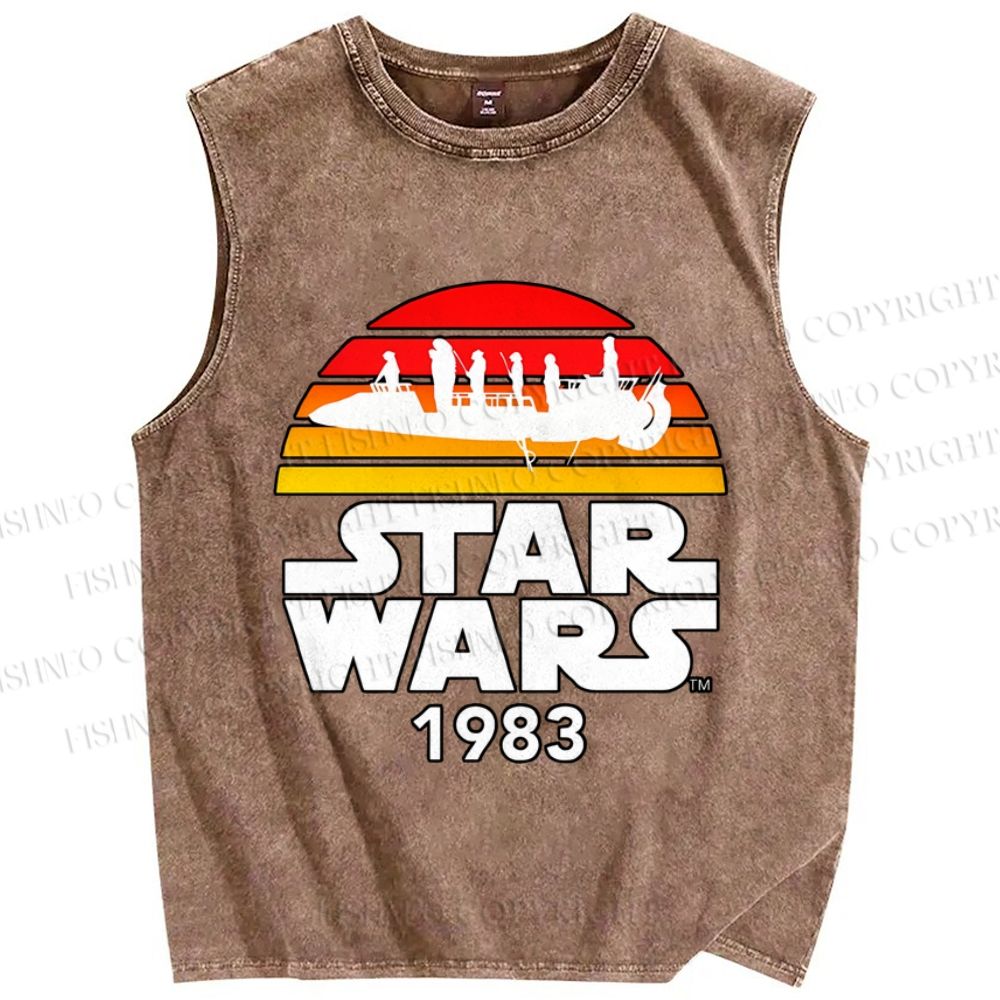 Unisex Star Wars Graffiti Printed Washed Tank Top