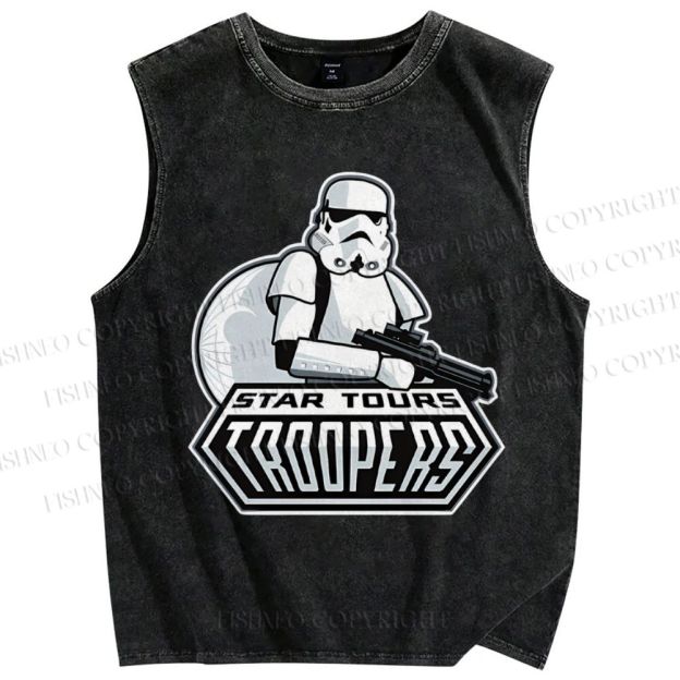 Unisex Star Wars Graffiti Printed Washed Tank Top