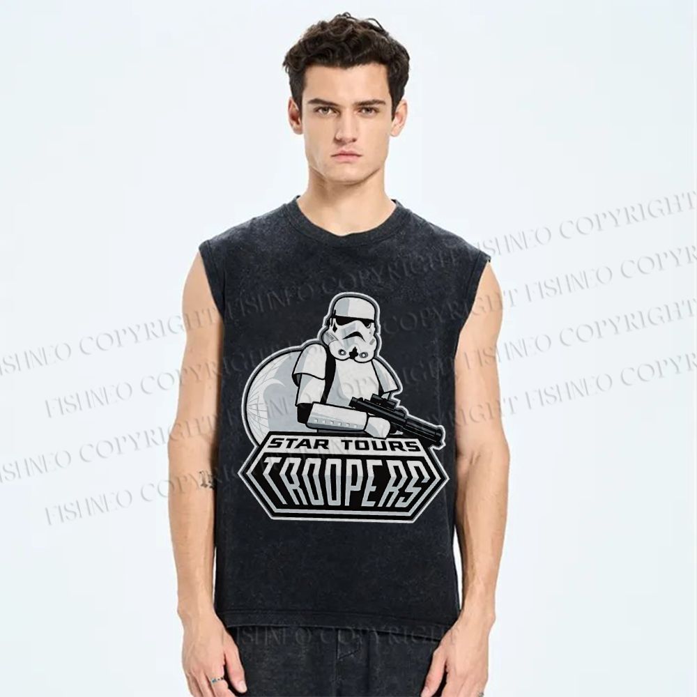 Unisex Star Wars Graffiti Printed Washed Tank Top