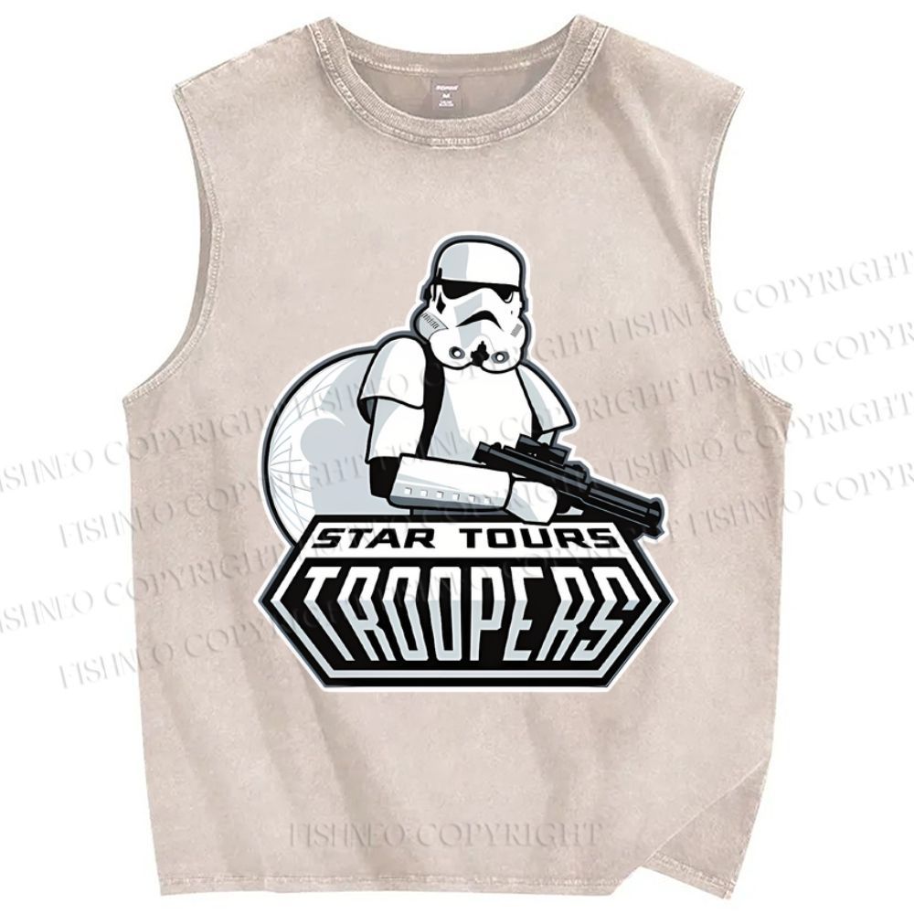 Unisex Star Wars Graffiti Printed Washed Tank Top