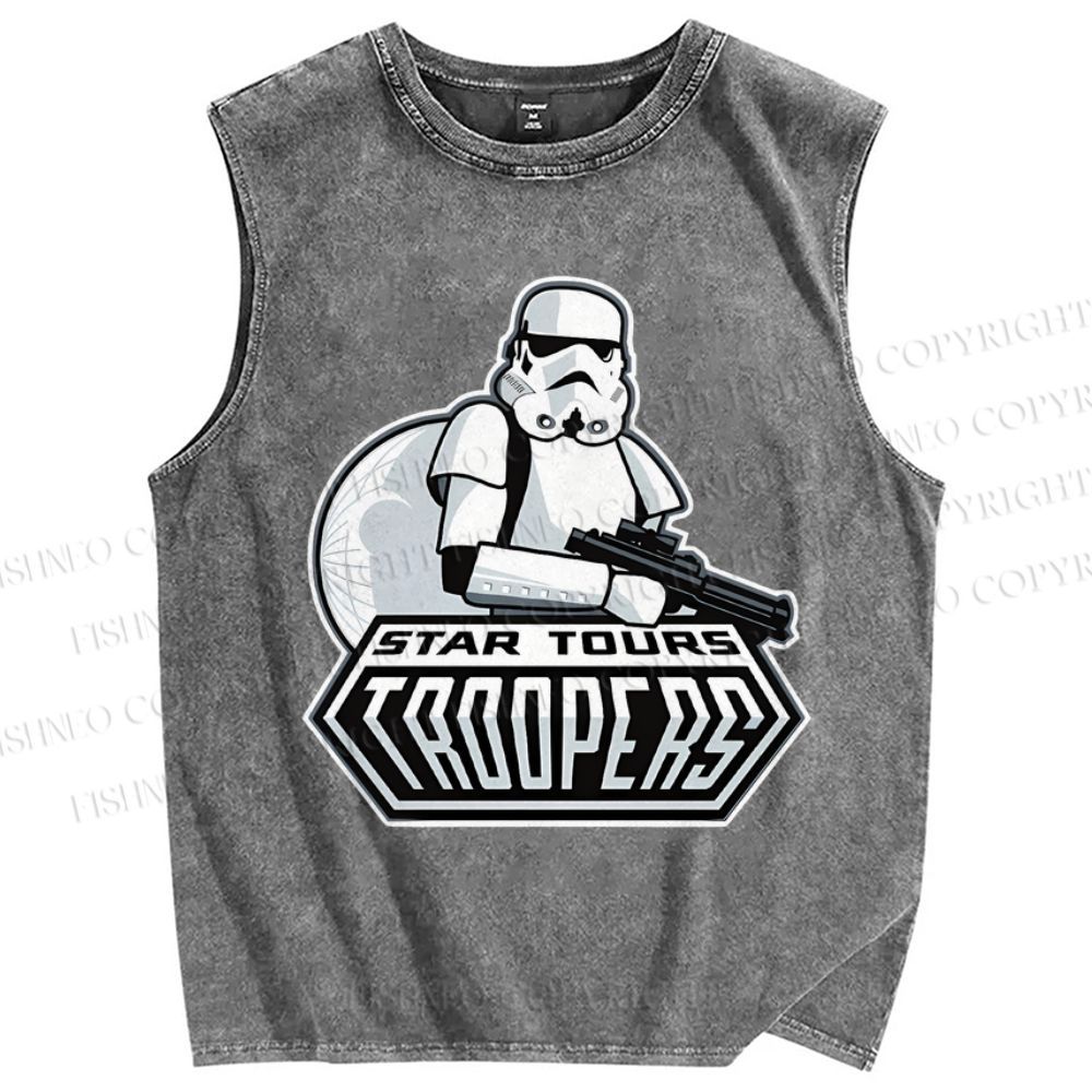 Unisex Star Wars Graffiti Printed Washed Tank Top