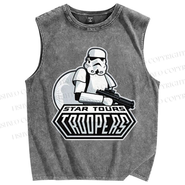 Unisex Star Wars Graffiti Printed Washed Tank Top
