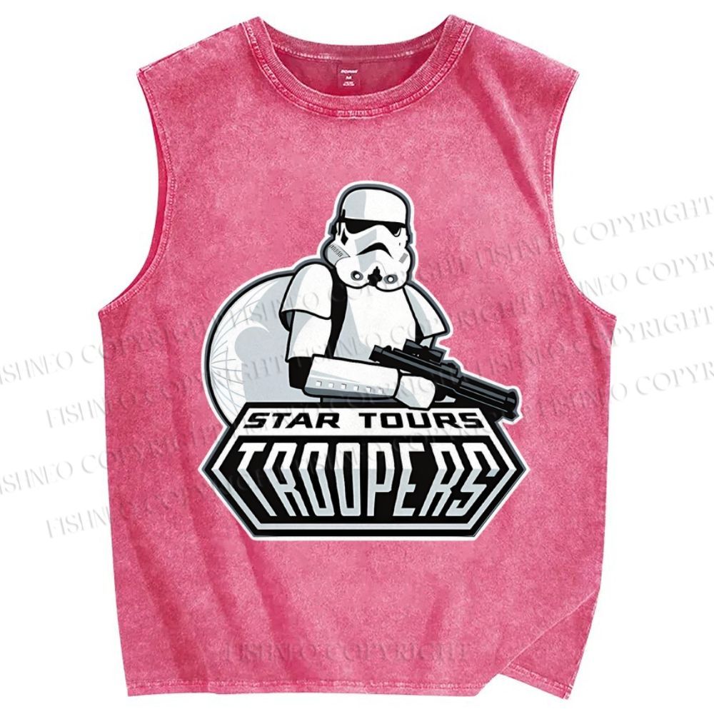 Unisex Star Wars Graffiti Printed Washed Tank Top