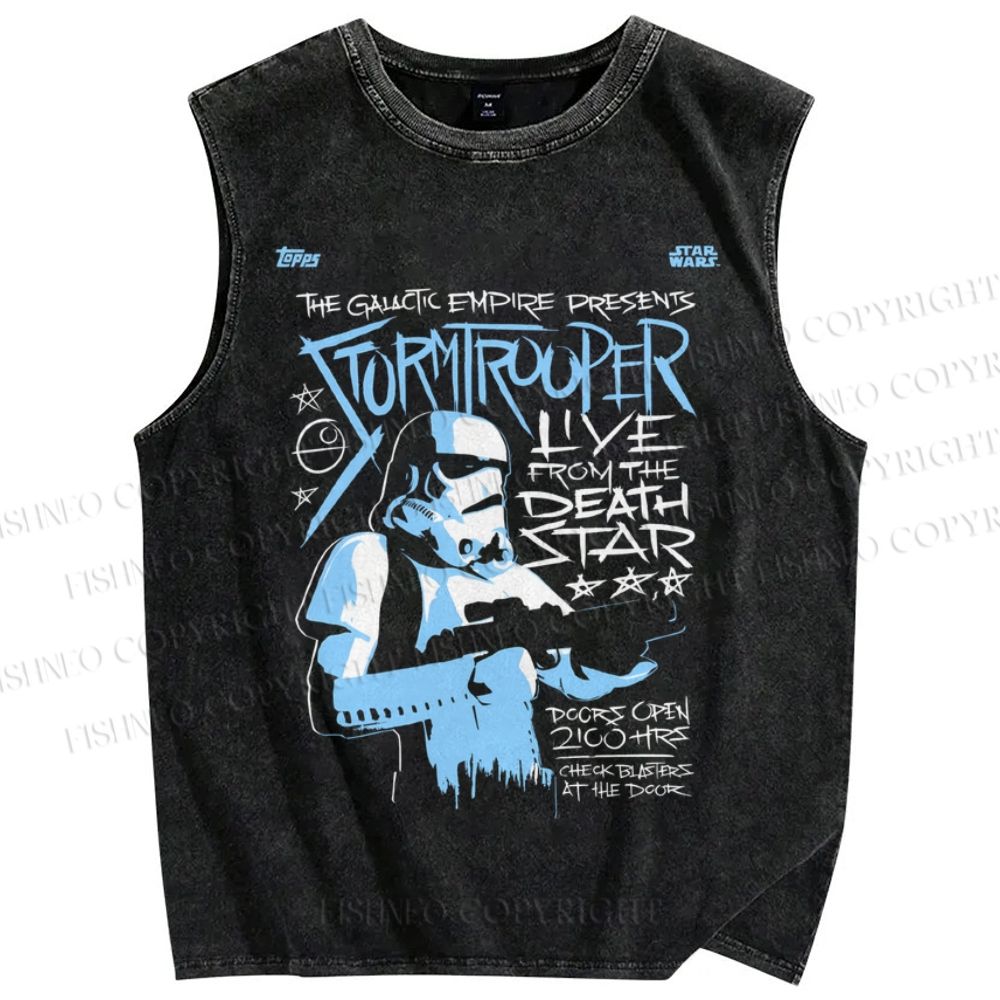 Unisex Star Wars Graffiti Printed Washed Tank Top