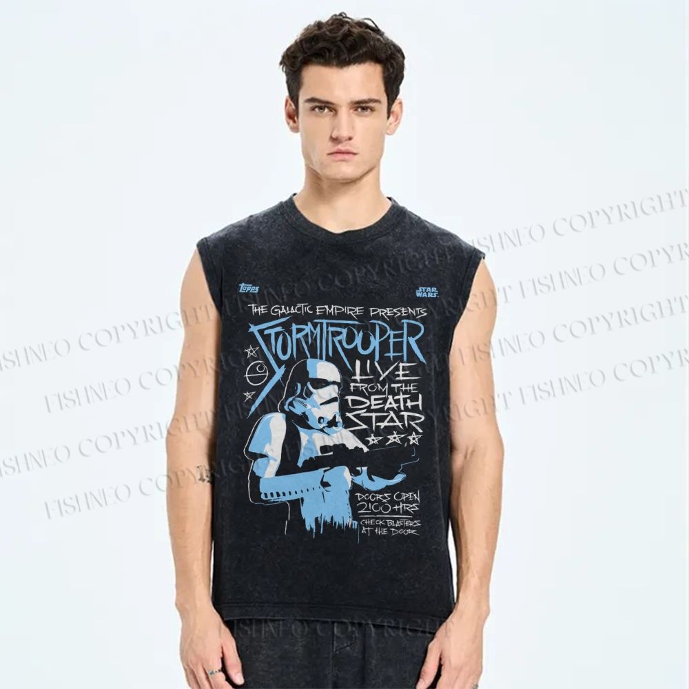 Unisex Star Wars Graffiti Printed Washed Tank Top