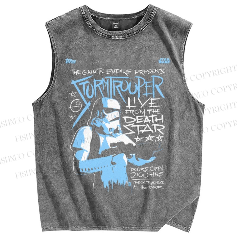 Unisex Star Wars Graffiti Printed Washed Tank Top