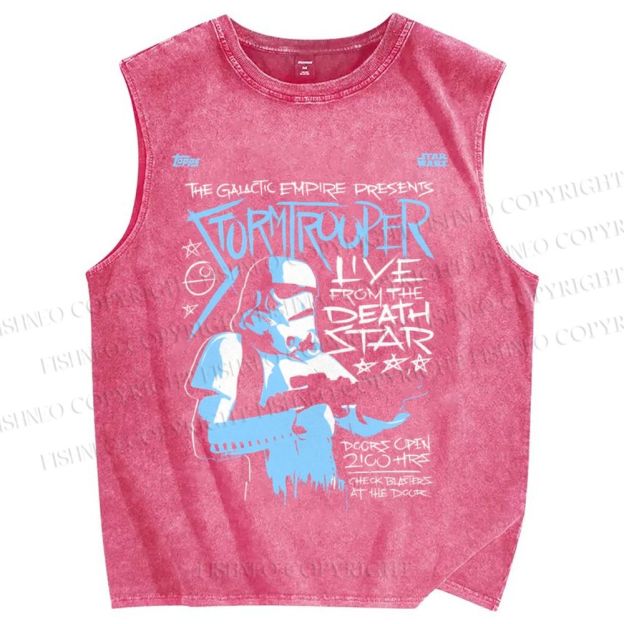 Unisex Star Wars Graffiti Printed Washed Tank Top