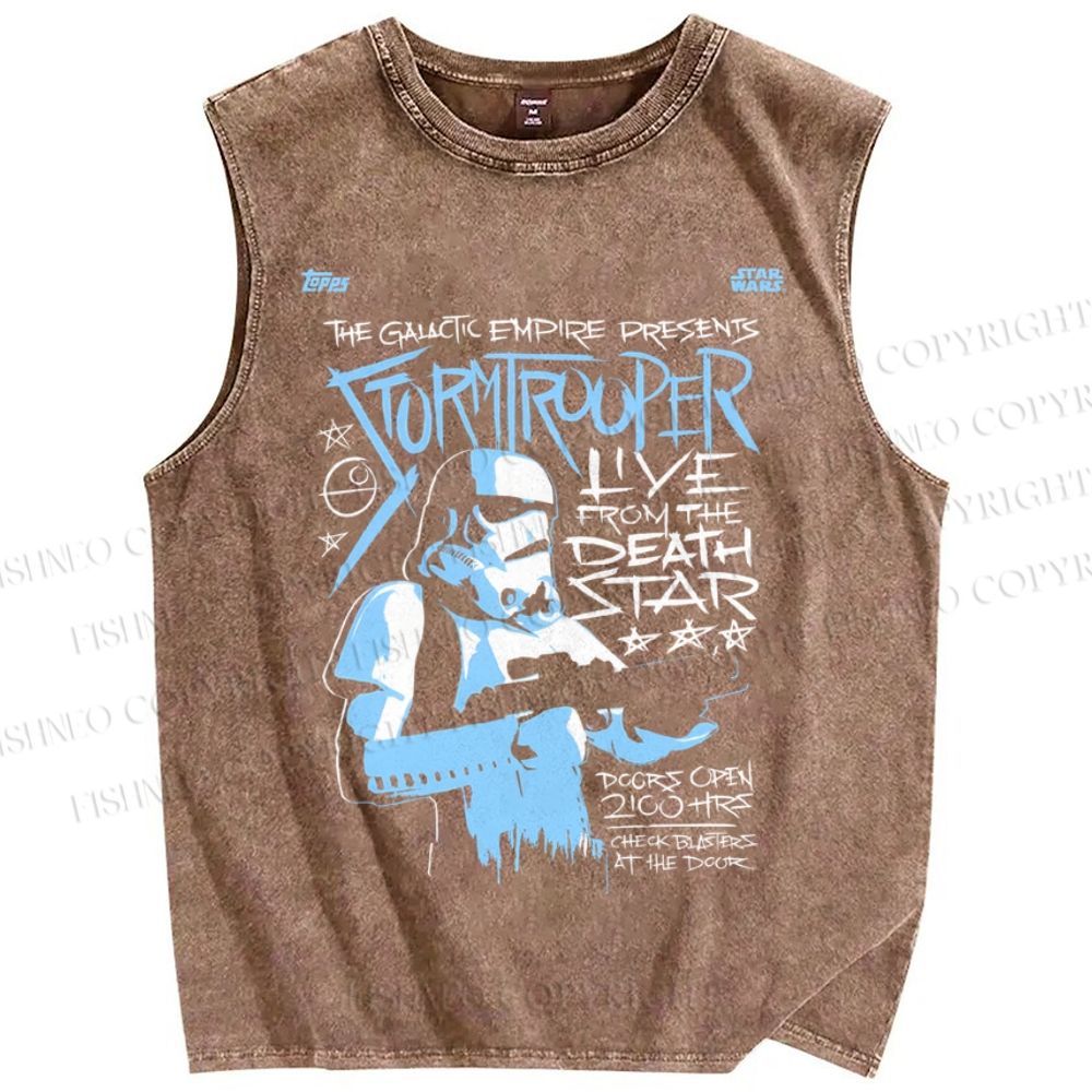 Unisex Star Wars Graffiti Printed Washed Tank Top
