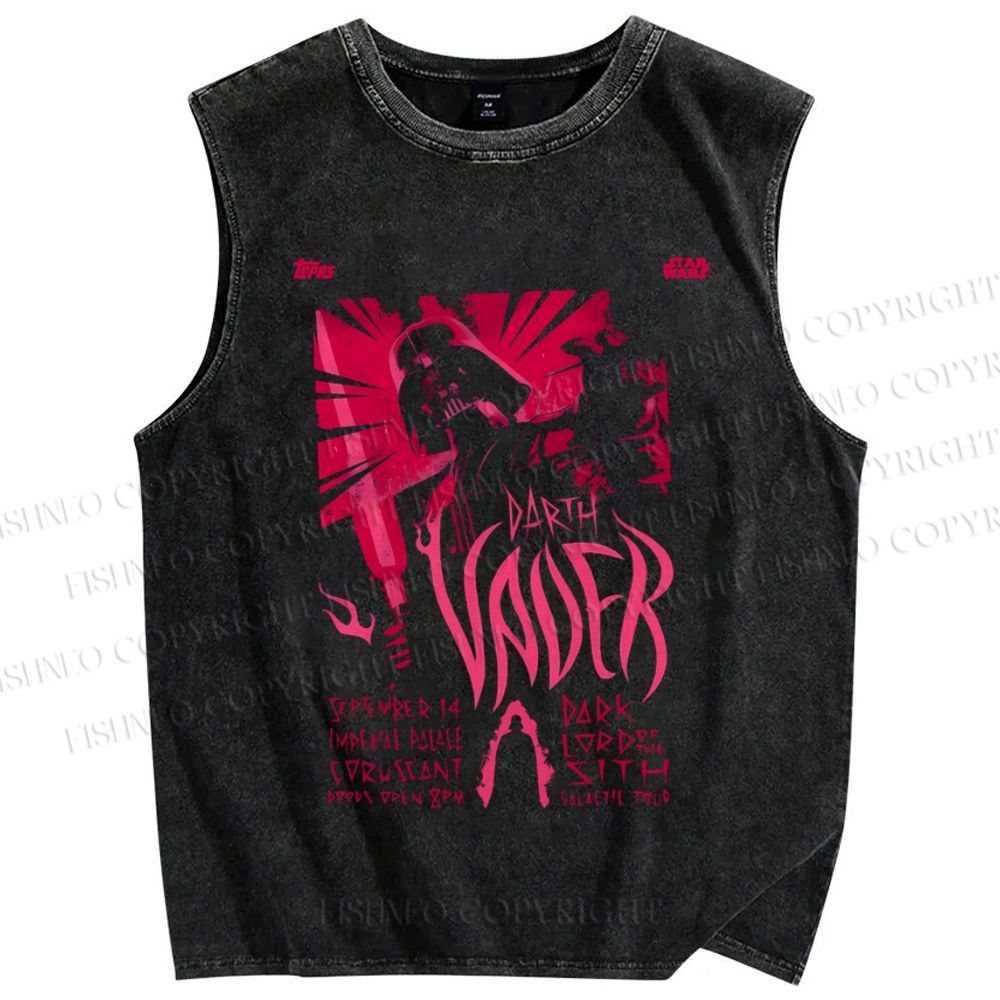 Unisex Star Wars Graffiti Printed Washed Tank Top