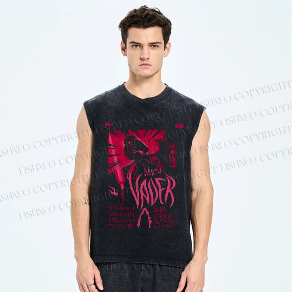 Unisex Star Wars Graffiti Printed Washed Tank Top