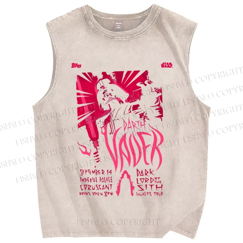 Unisex Star Wars Graffiti Printed Washed Tank Top
