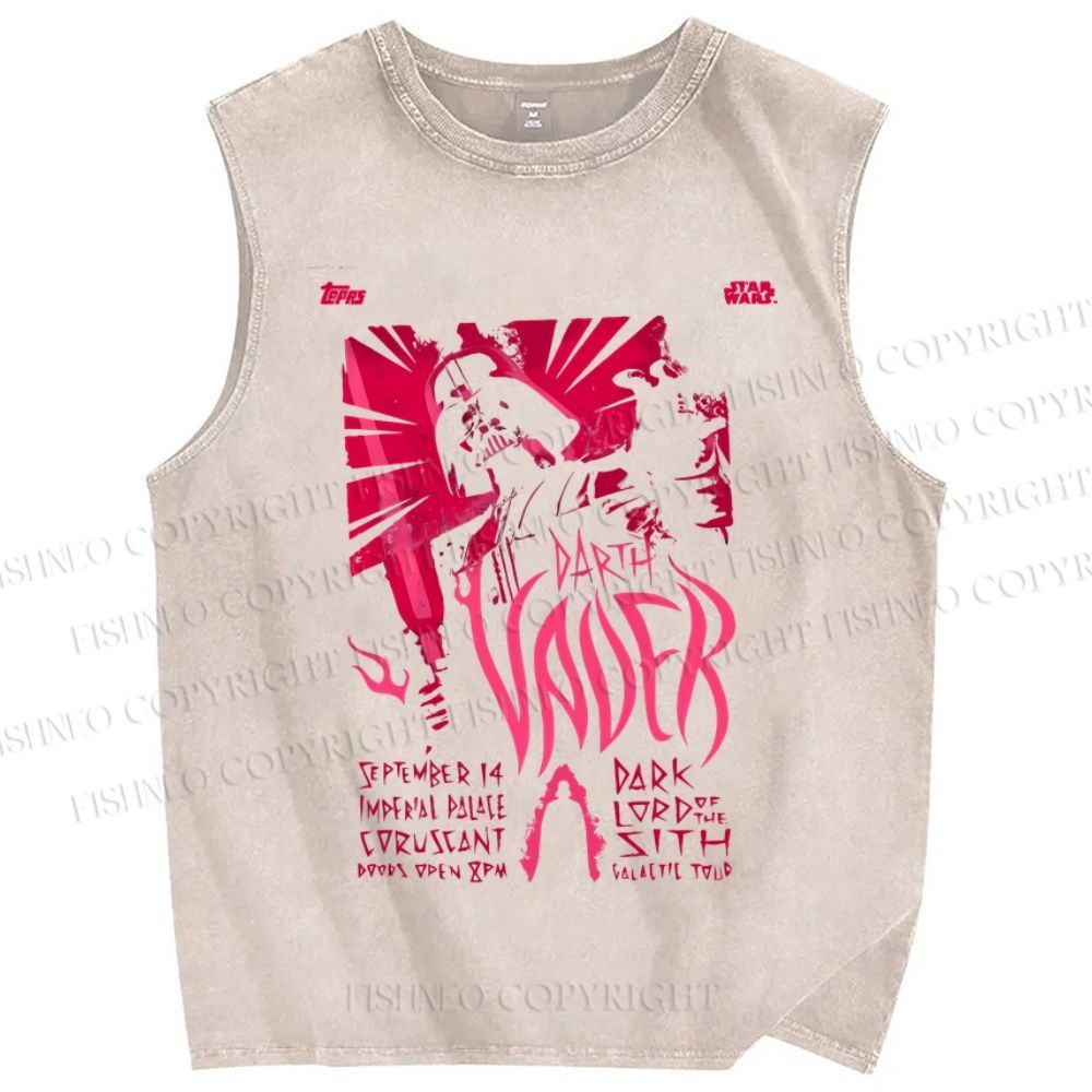 Unisex Star Wars Graffiti Printed Washed Tank Top