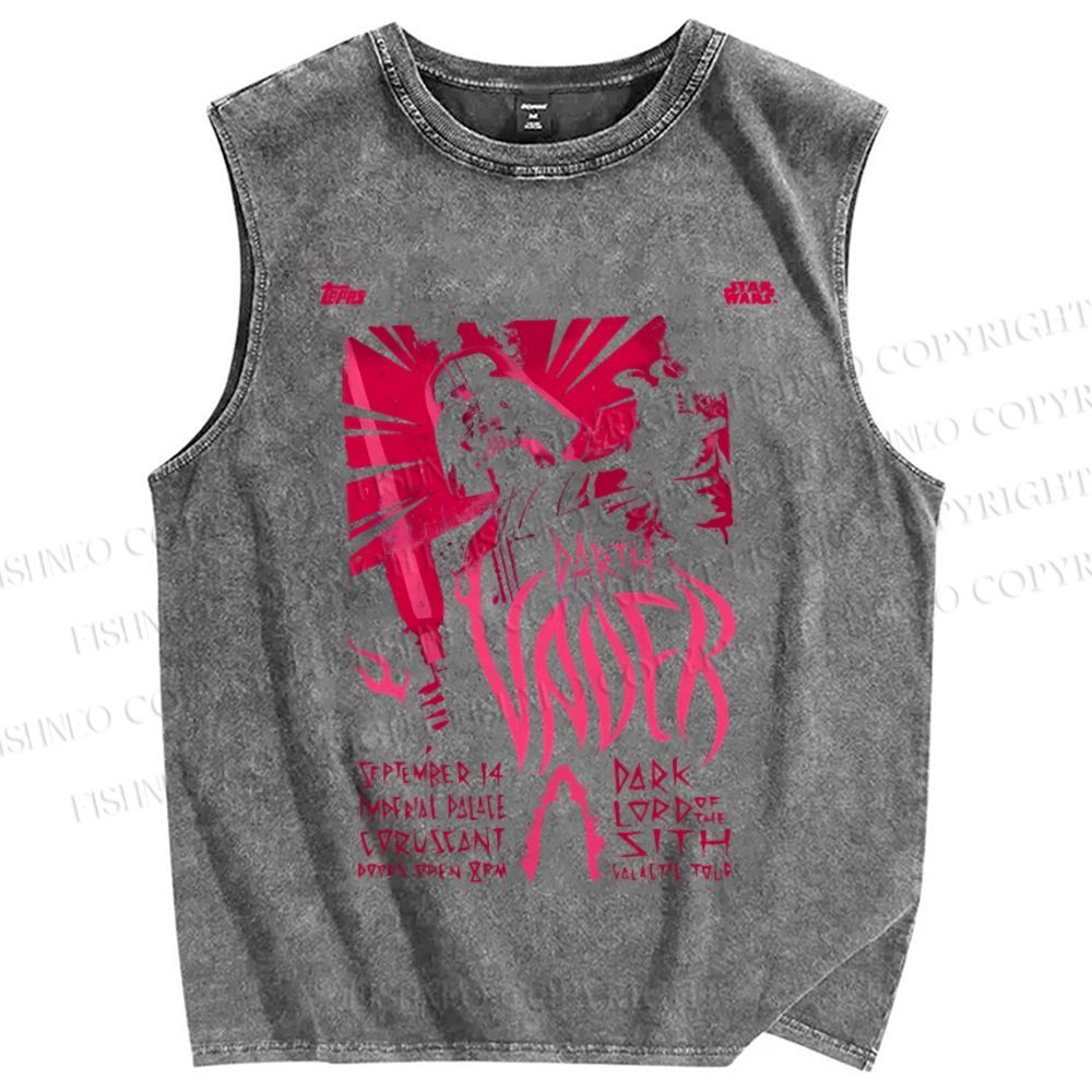 Unisex Star Wars Graffiti Printed Washed Tank Top