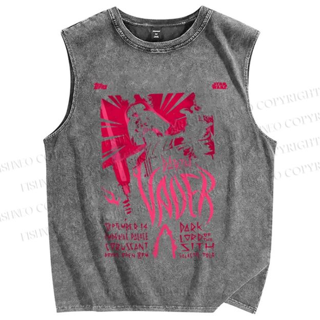 Unisex Star Wars Graffiti Printed Washed Tank Top