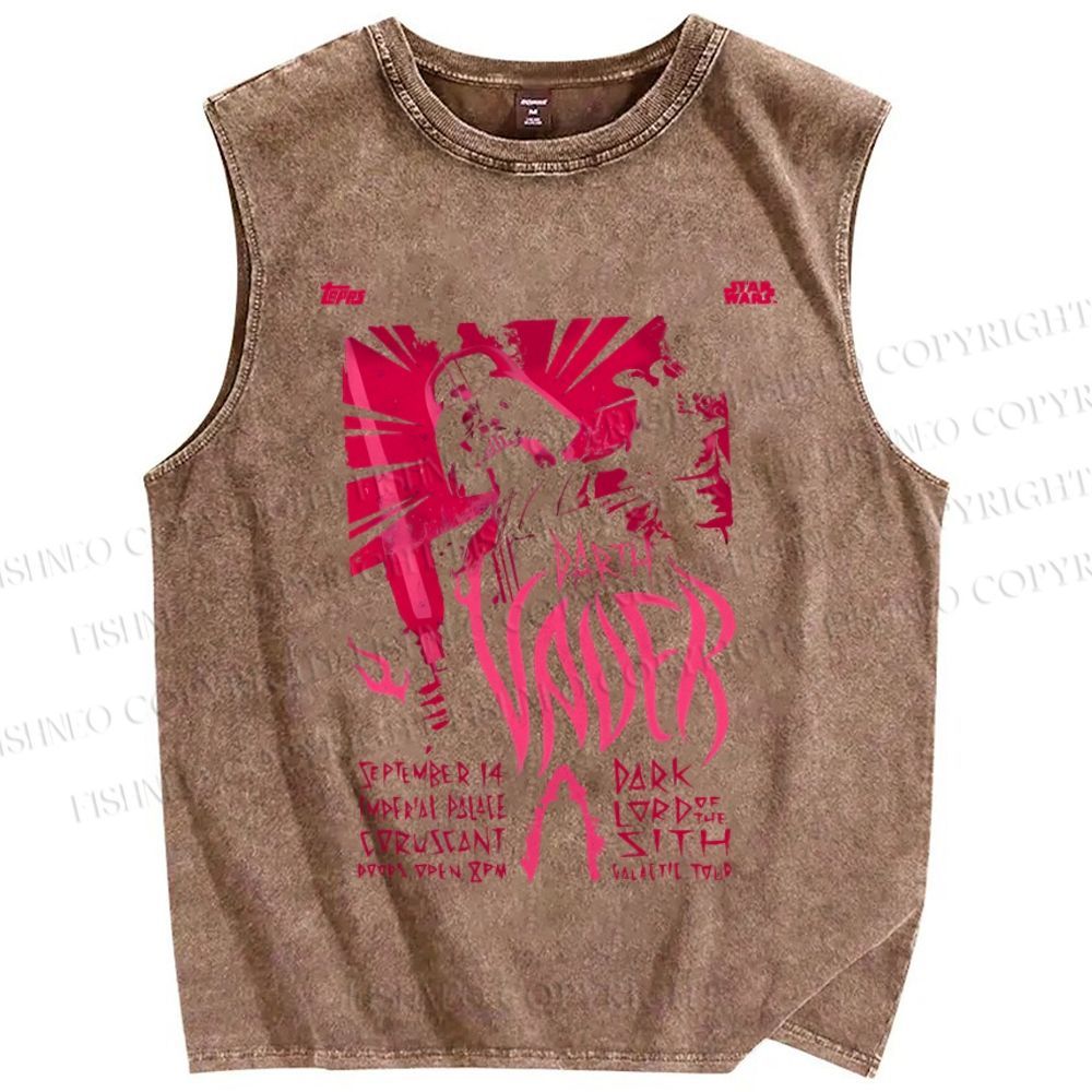 Unisex Star Wars Graffiti Printed Washed Tank Top