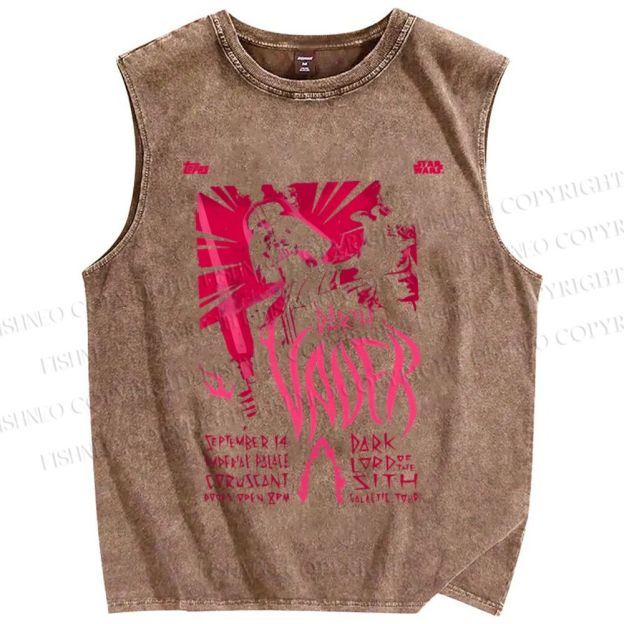 Unisex Star Wars Graffiti Printed Washed Tank Top