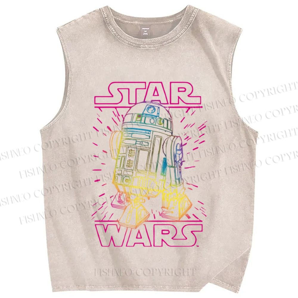 Unisex Star Wars Graffiti Printed Washed Tank Top