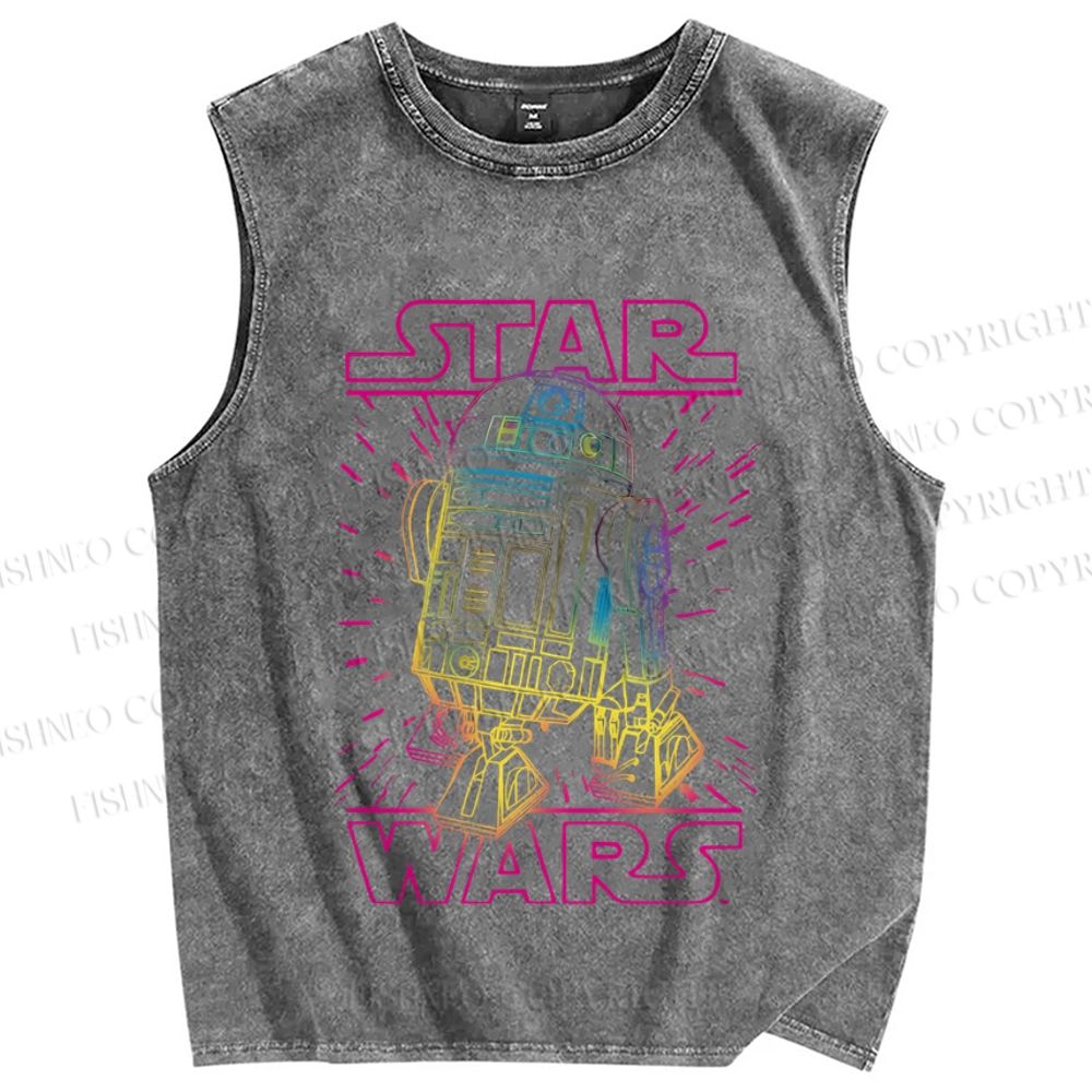 Unisex Star Wars Graffiti Printed Washed Tank Top